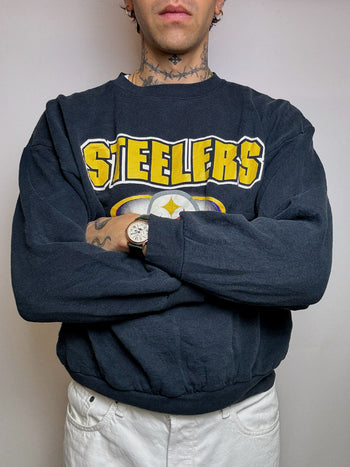 Sweat à col rond gris foncé TULTEX x STEELERS XL vintage