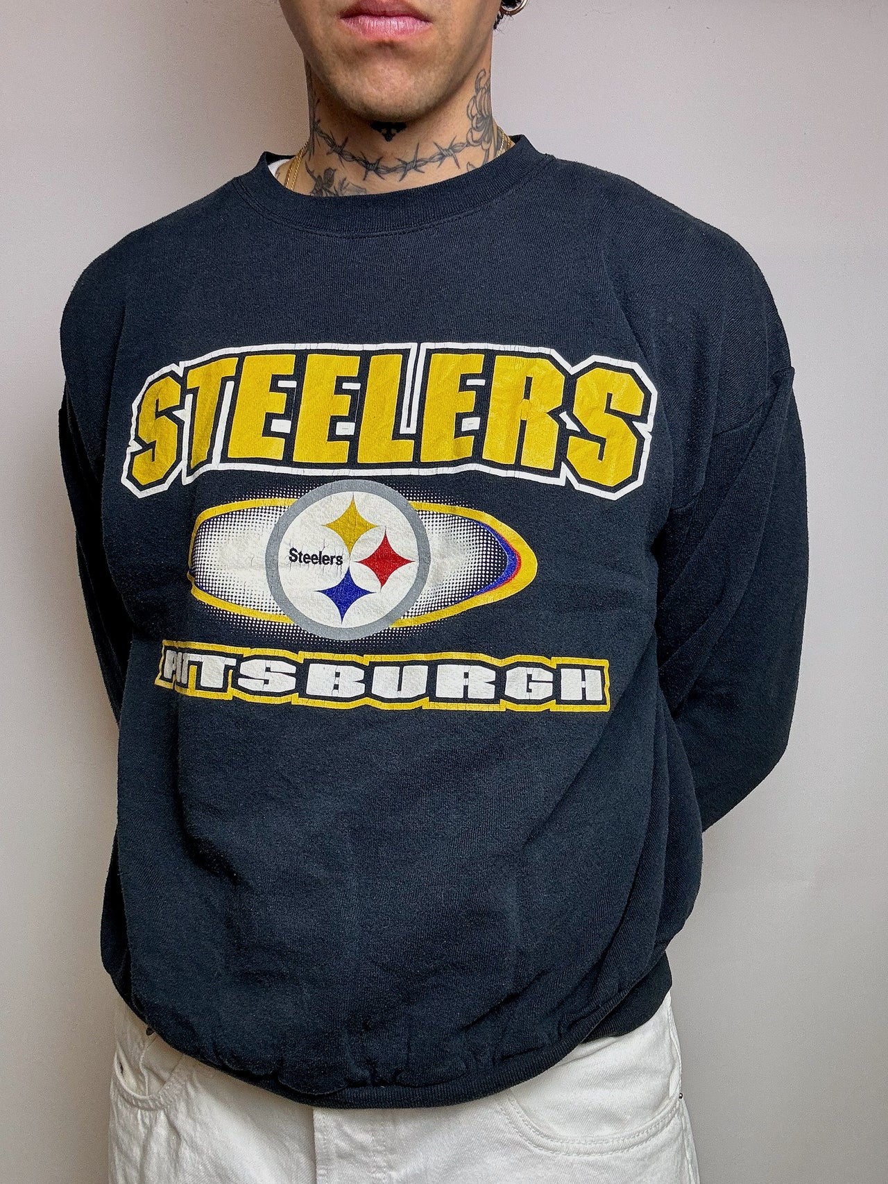 Sweat à col rond gris foncé TULTEX x STEELERS XL vintage