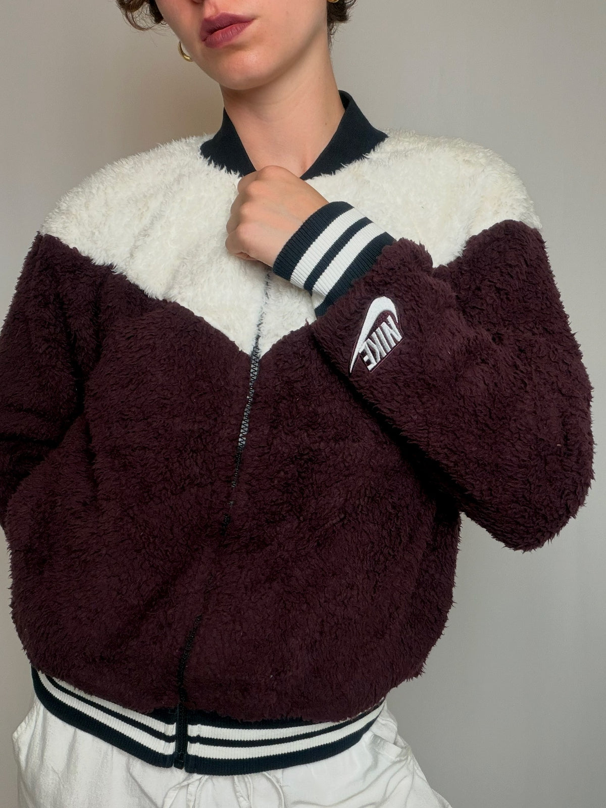 Bomber en fourrure bicolore Nike M vintage