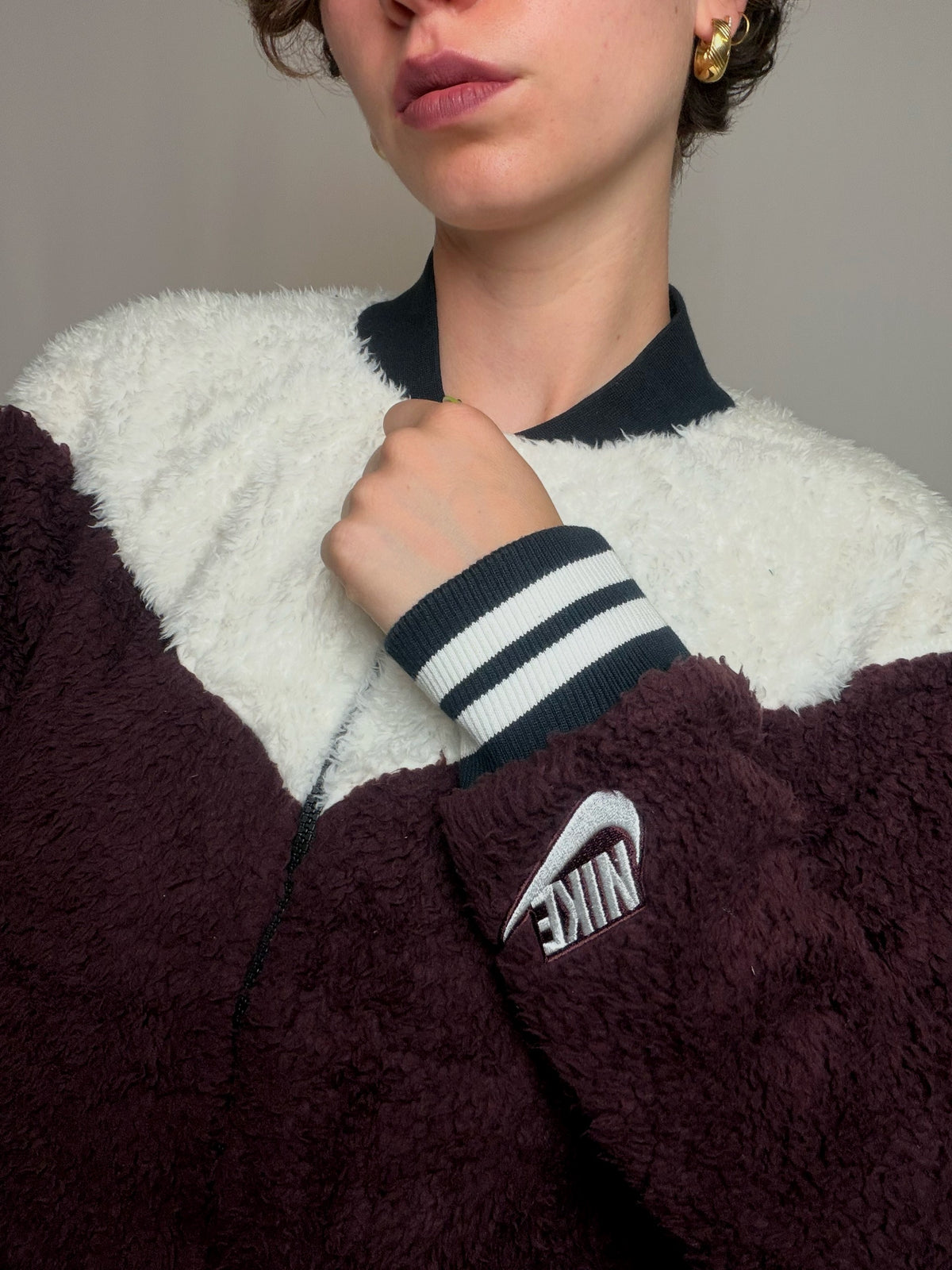 Bomber en fourrure bicolore Nike M vintage