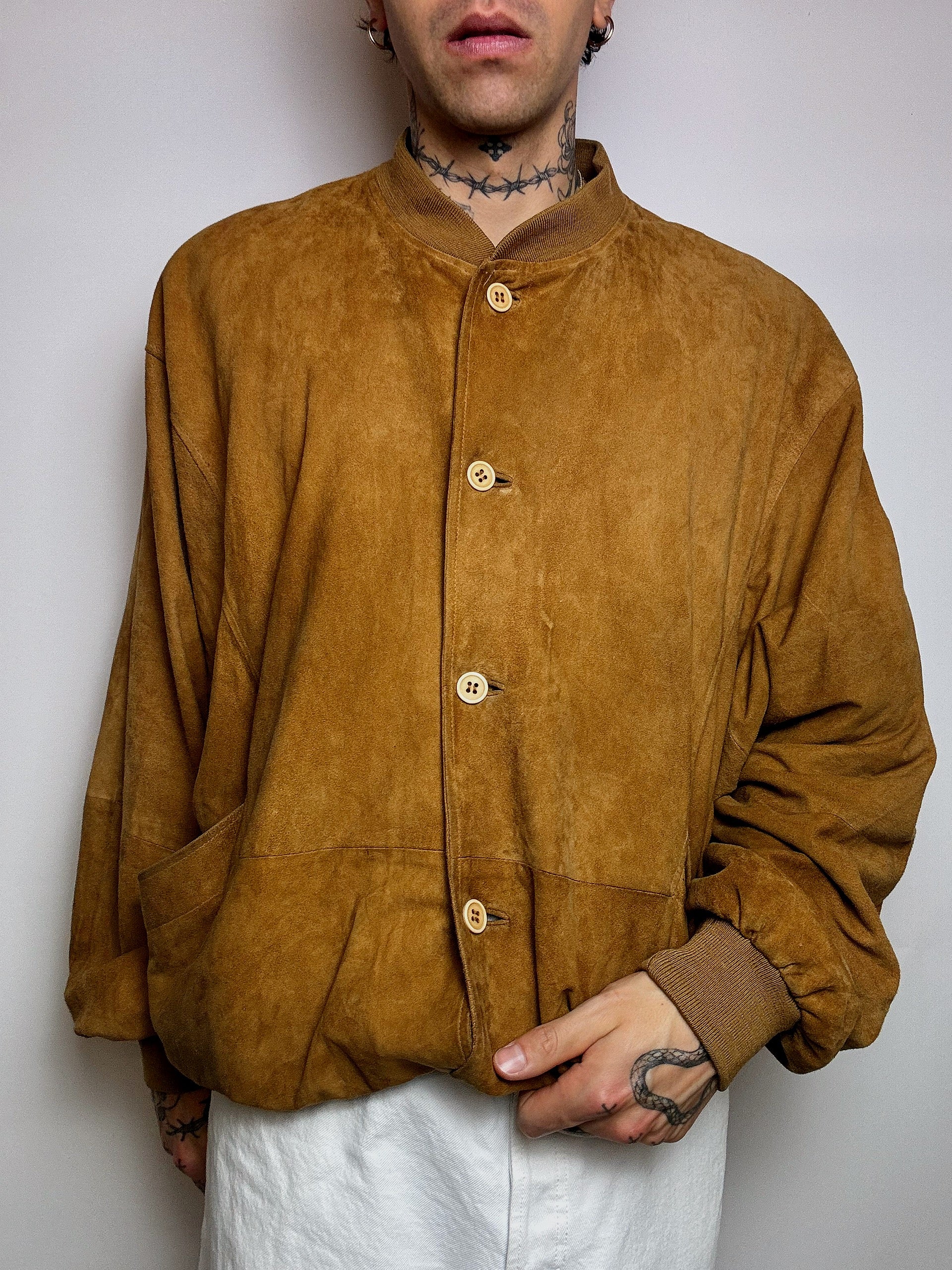 Vintage XL Bomberjacke aus Kamelsamt