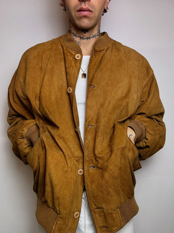 Bomber en velour camel XL vintage