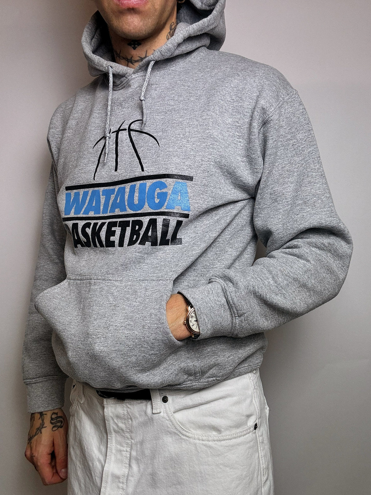 GILDAN x WATAUGA M vintage gray hoodie