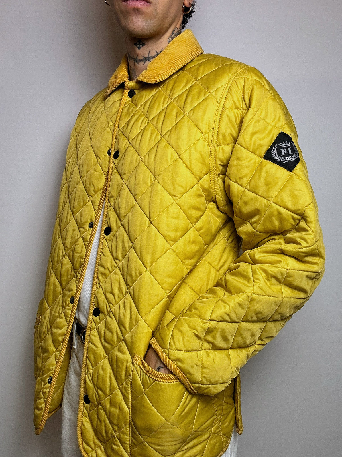 Vintage gelbe Steppjacke L