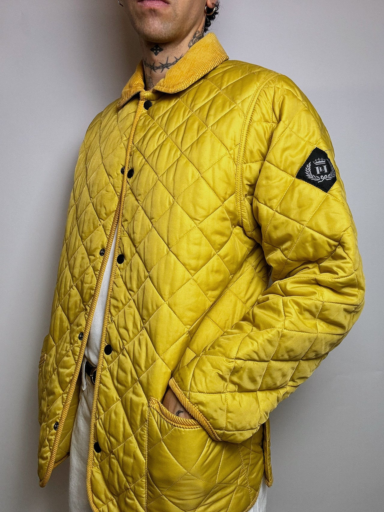 Vintage yellow quilted jacket L