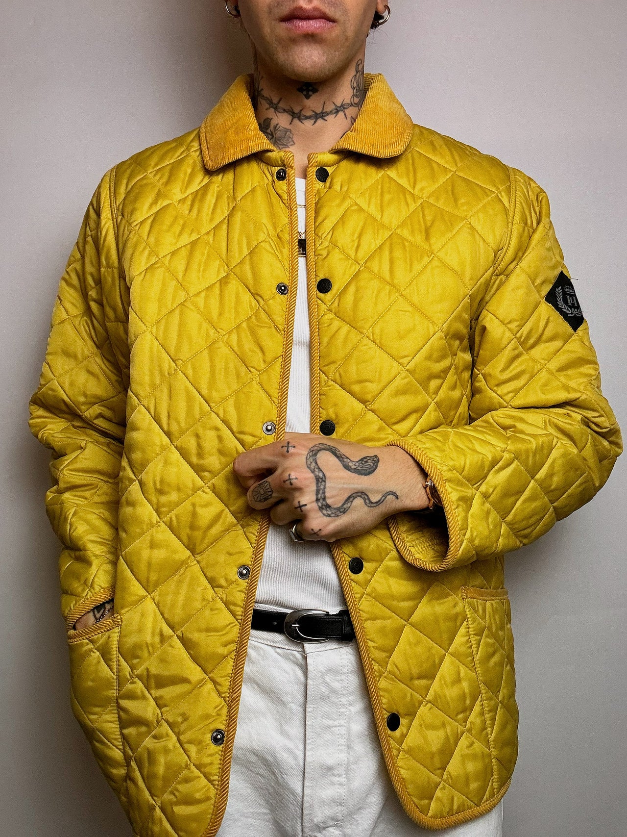 Vintage yellow quilted jacket L