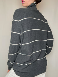 graue Lacoste Strickjacke mit Reißverschluss M Vintage