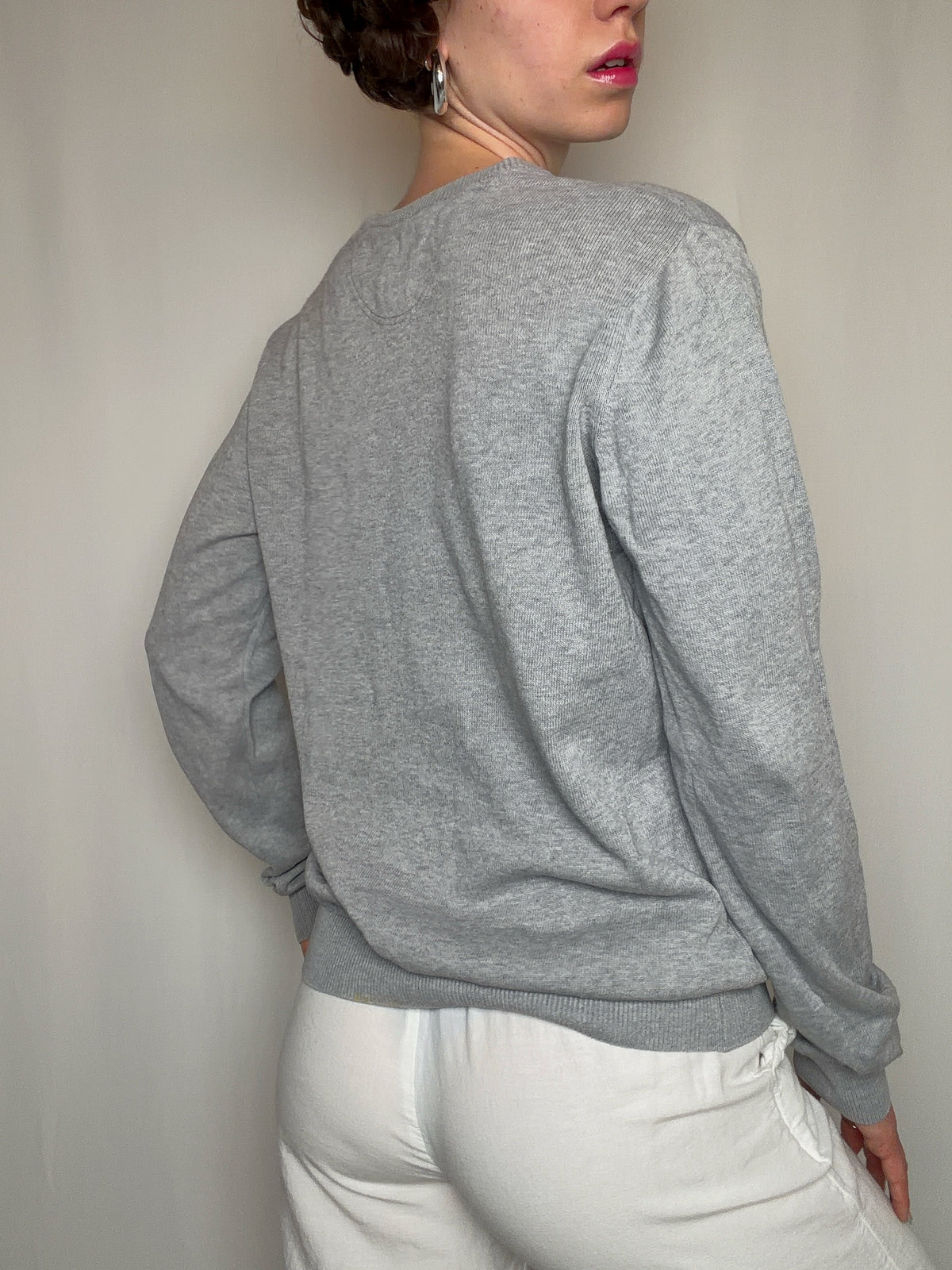 pull gris Lacoste S vintage