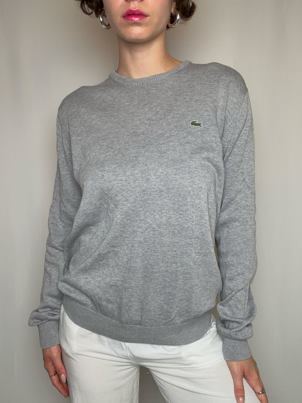 Grauer Lacoste Pullover S vintage