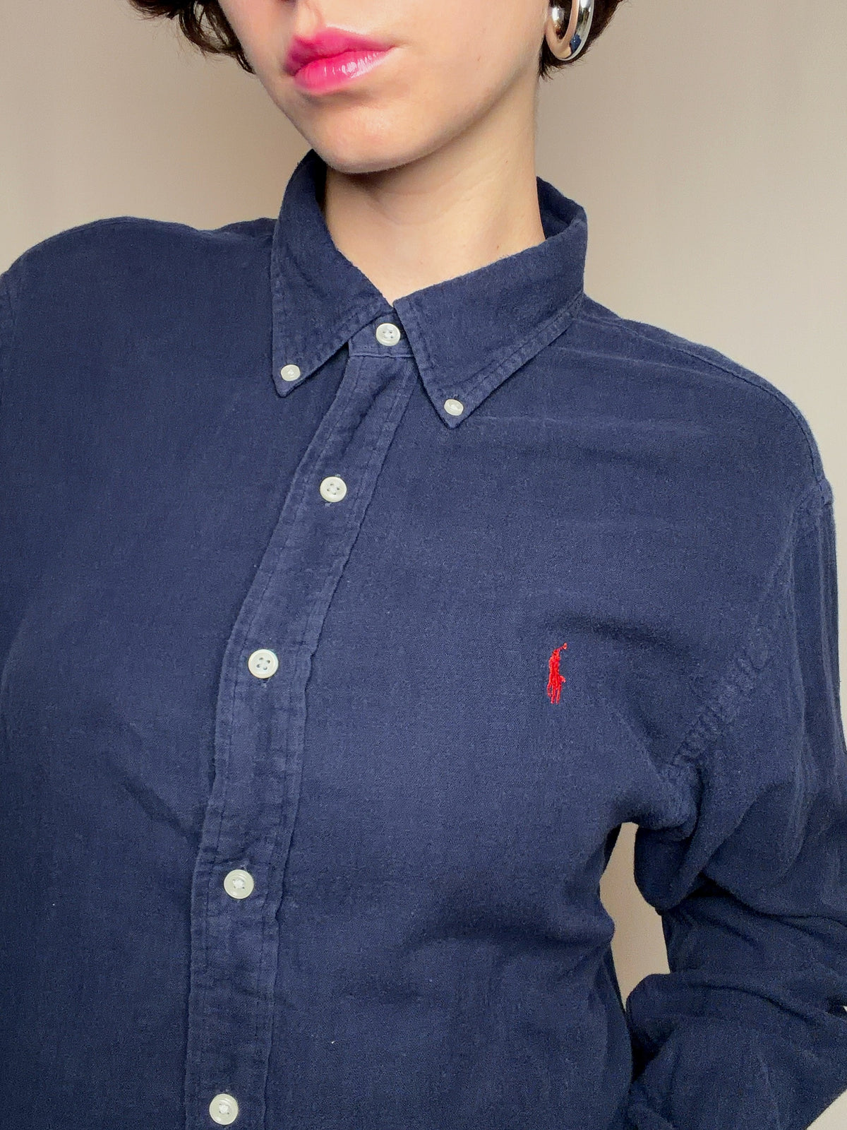 chemise en gaze de coton marine Ralph Lauren XL vintage