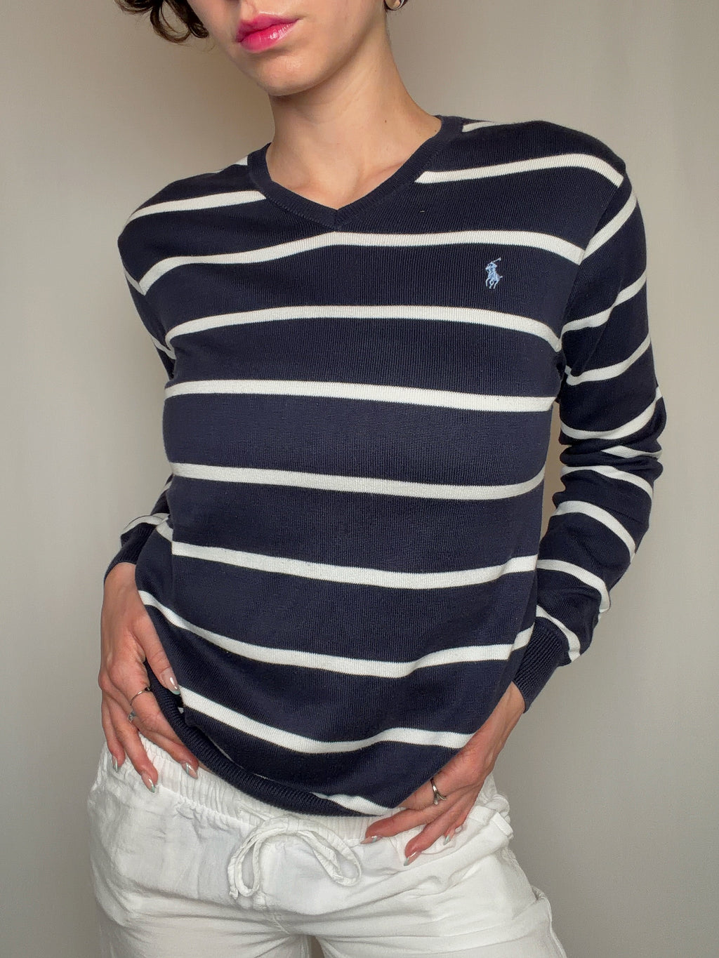 Pull rayé marine Ralph Lauren S/M vintage