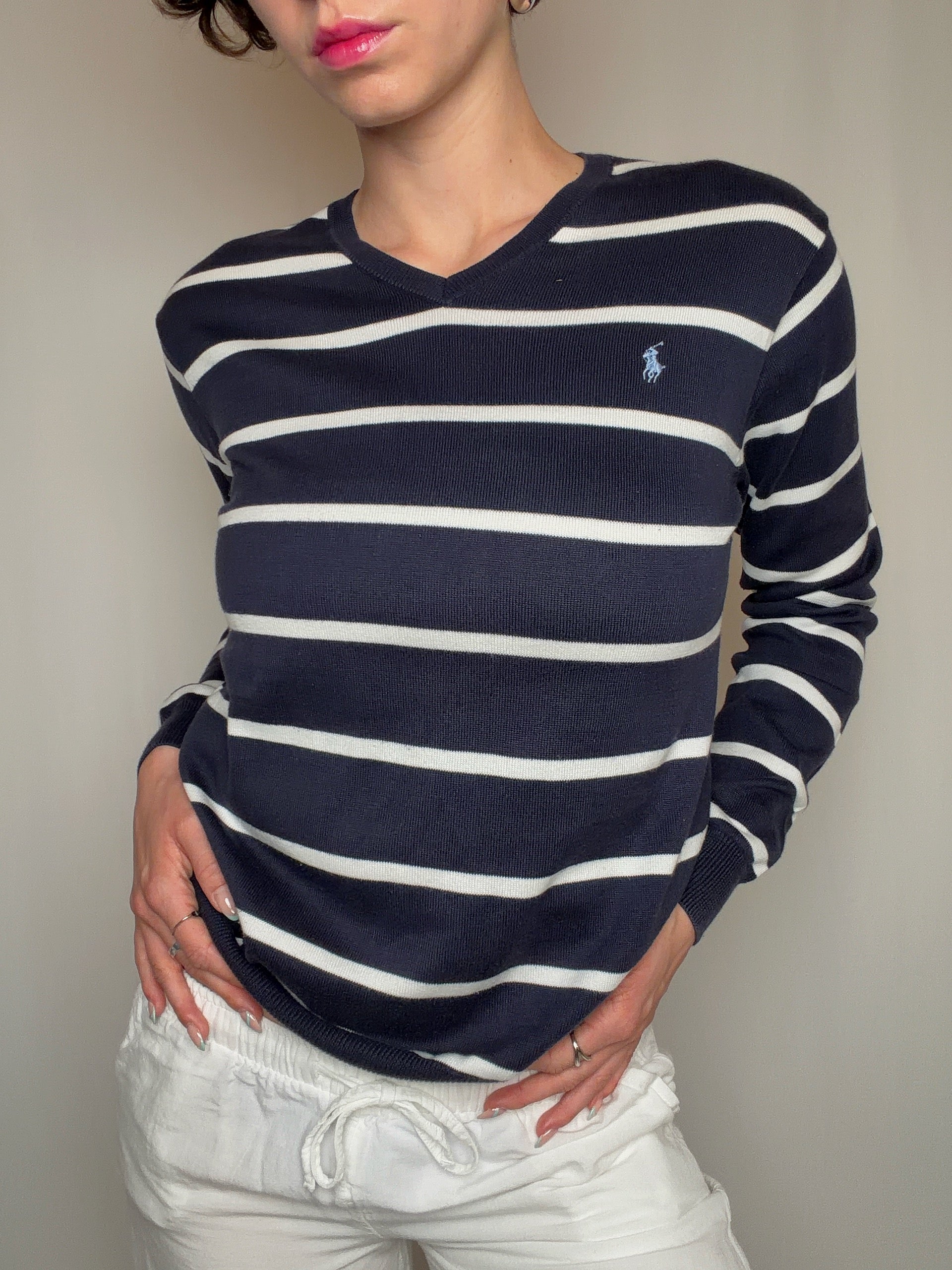 Pull rayé marine Ralph Lauren S/M vintage