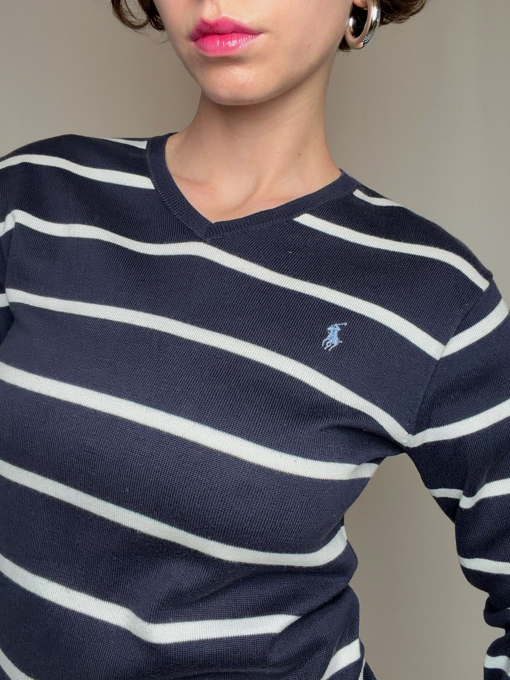 Pull rayé marine Ralph Lauren S/M vintage