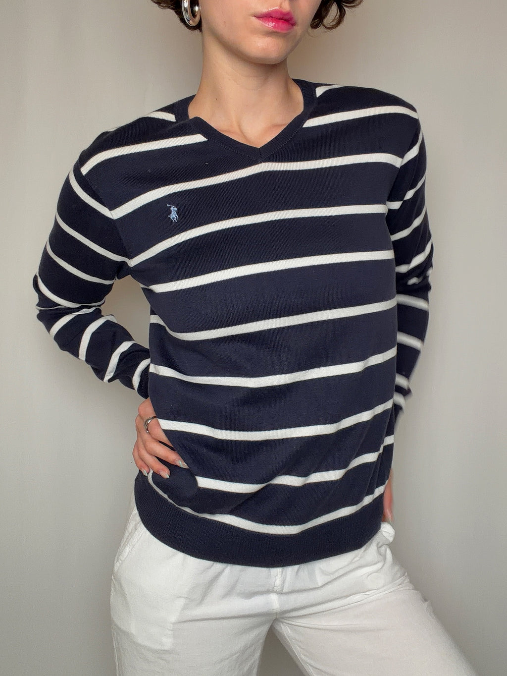 Pull rayé marine Ralph Lauren S/M vintage