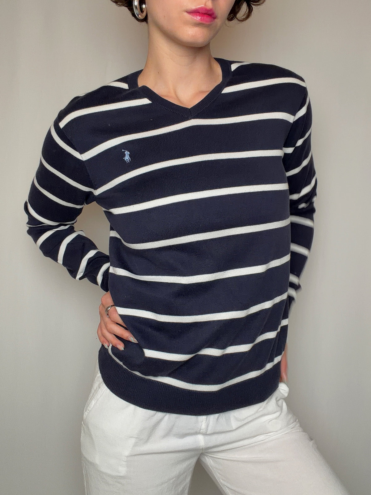 Pull rayé marine Ralph Lauren S/M vintage