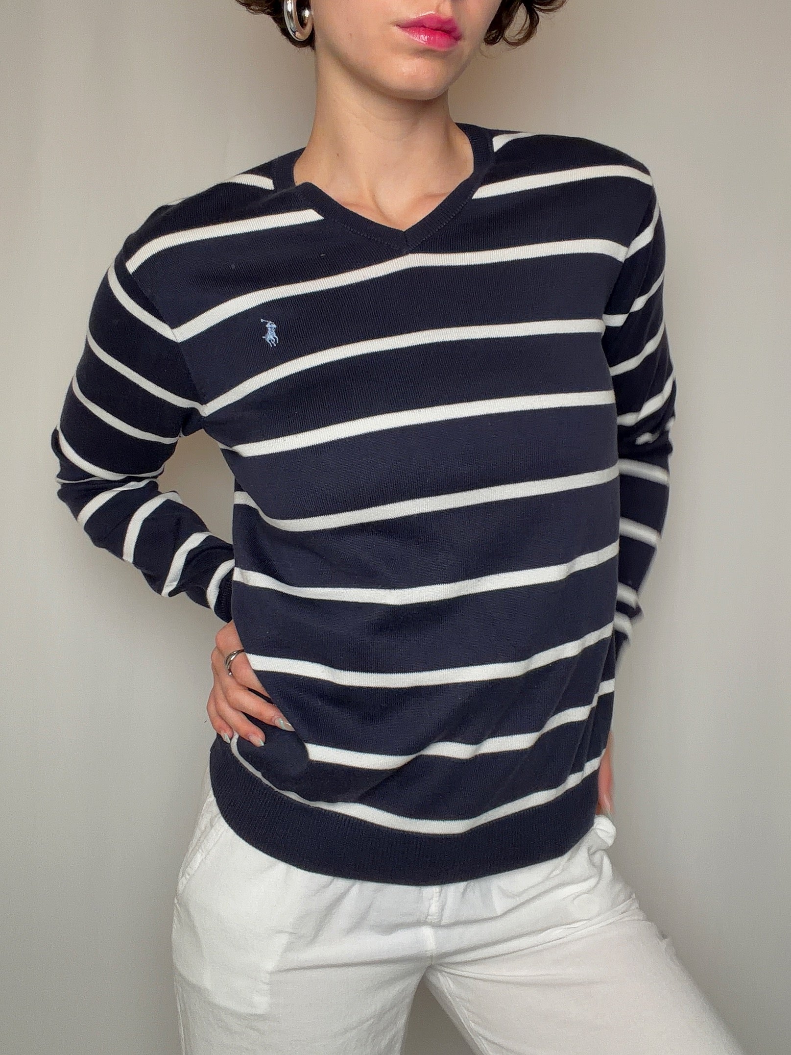 Pull rayé marine Ralph Lauren S/M vintage