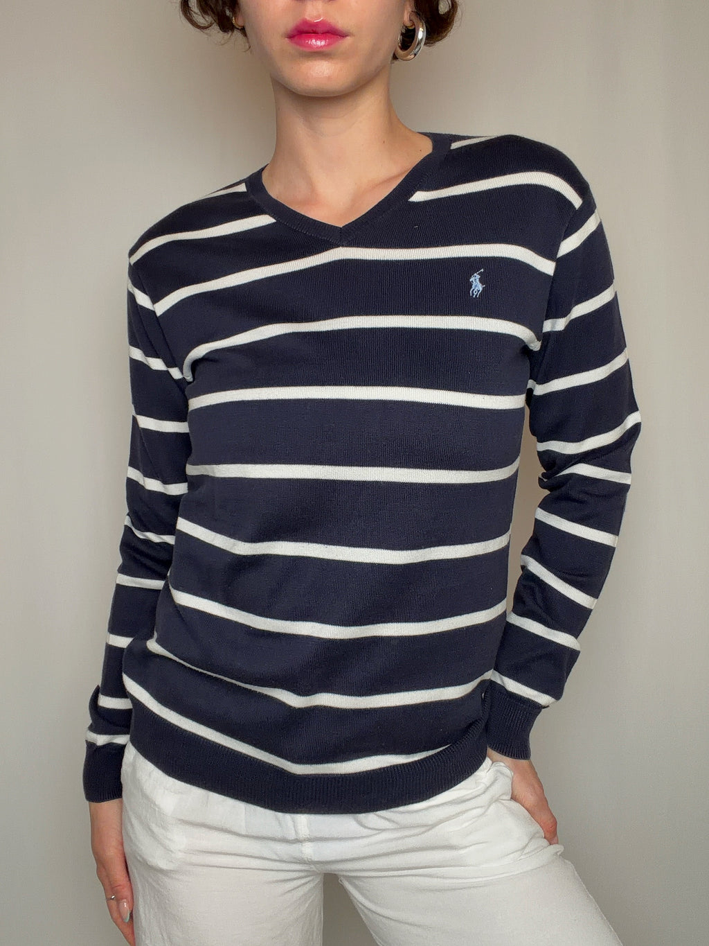 Pull rayé marine Ralph Lauren S/M vintage
