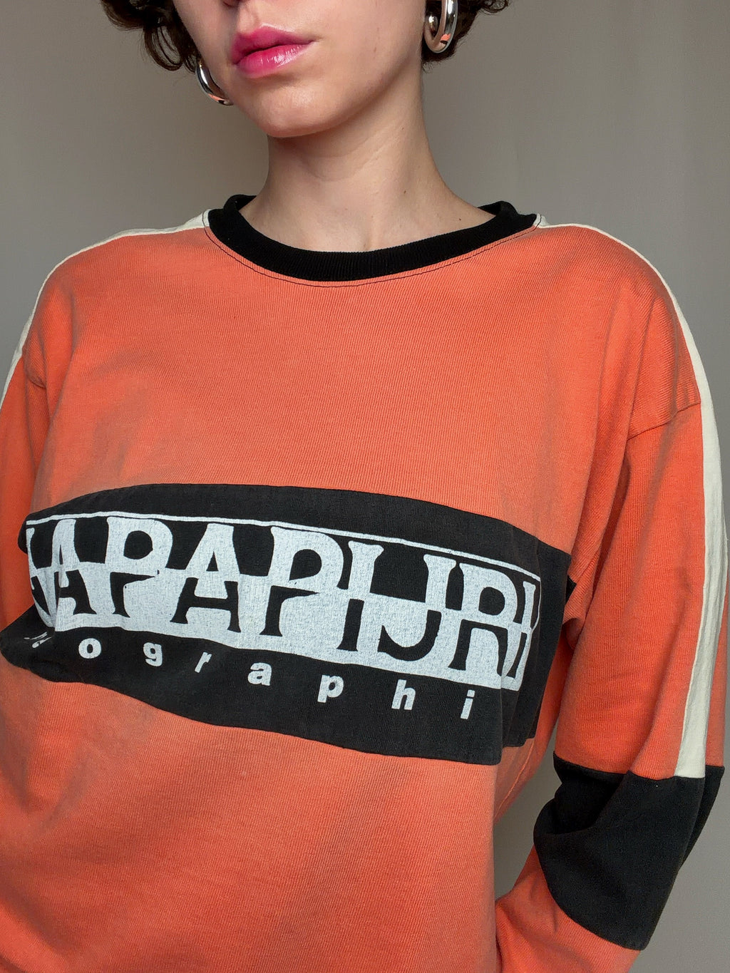 sweat orange Napapijri L vintage