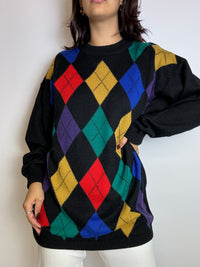 Black vintage check sweater M