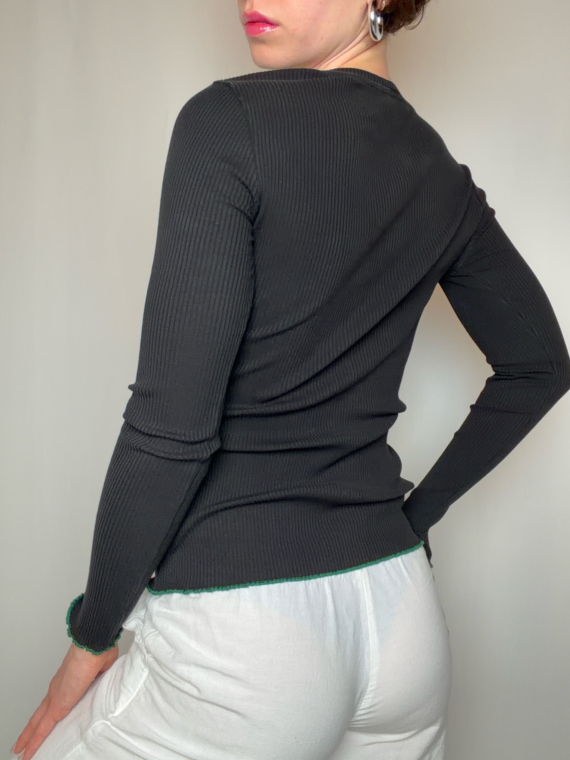 Top côtelé noir Tommy Hilfiger L vintage