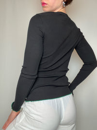 Top côtelé noir Tommy Hilfiger L vintage