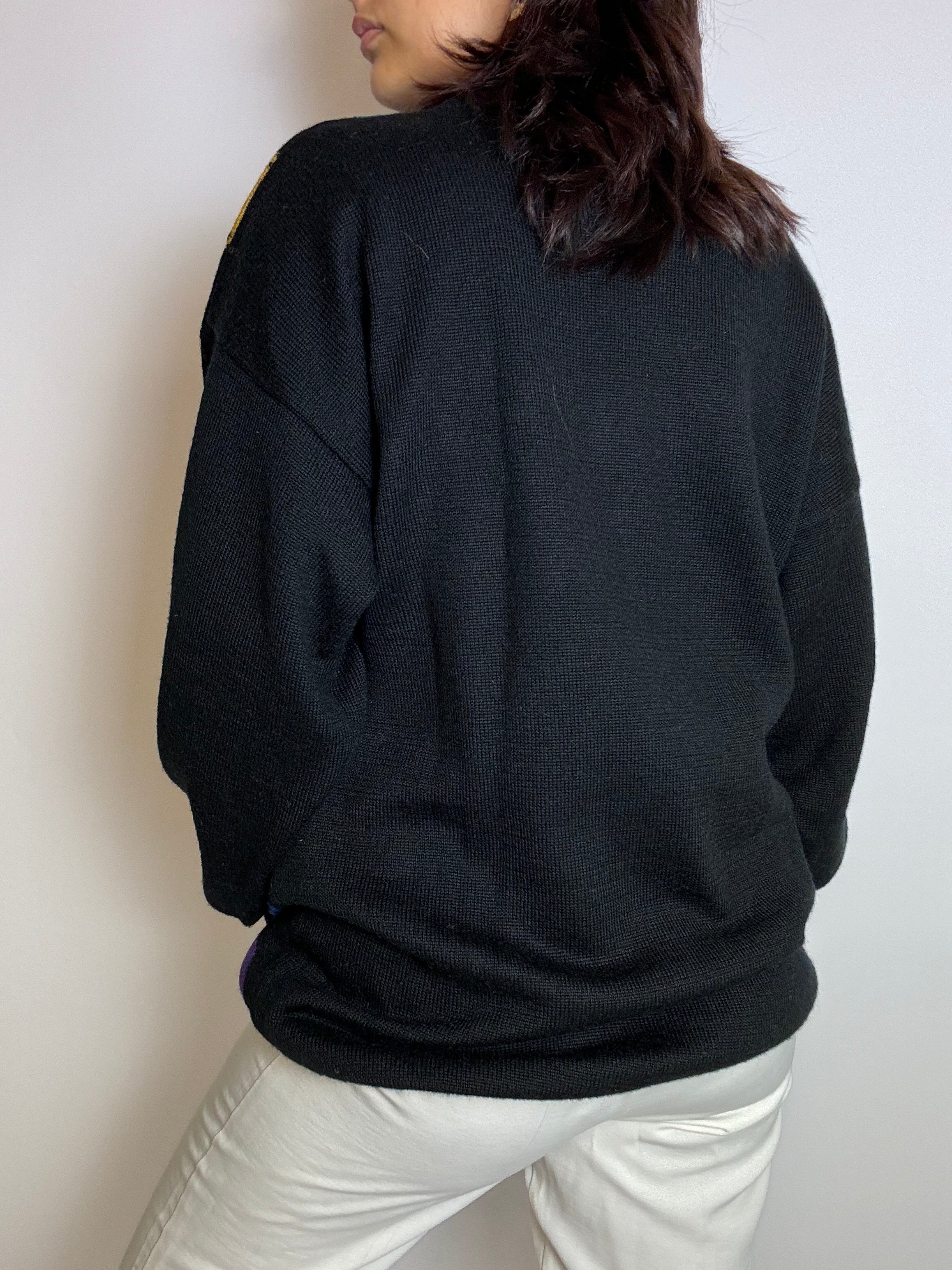 Black vintage check sweater M