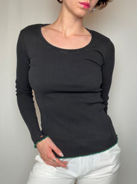 Top côtelé noir Tommy Hilfiger L vintage