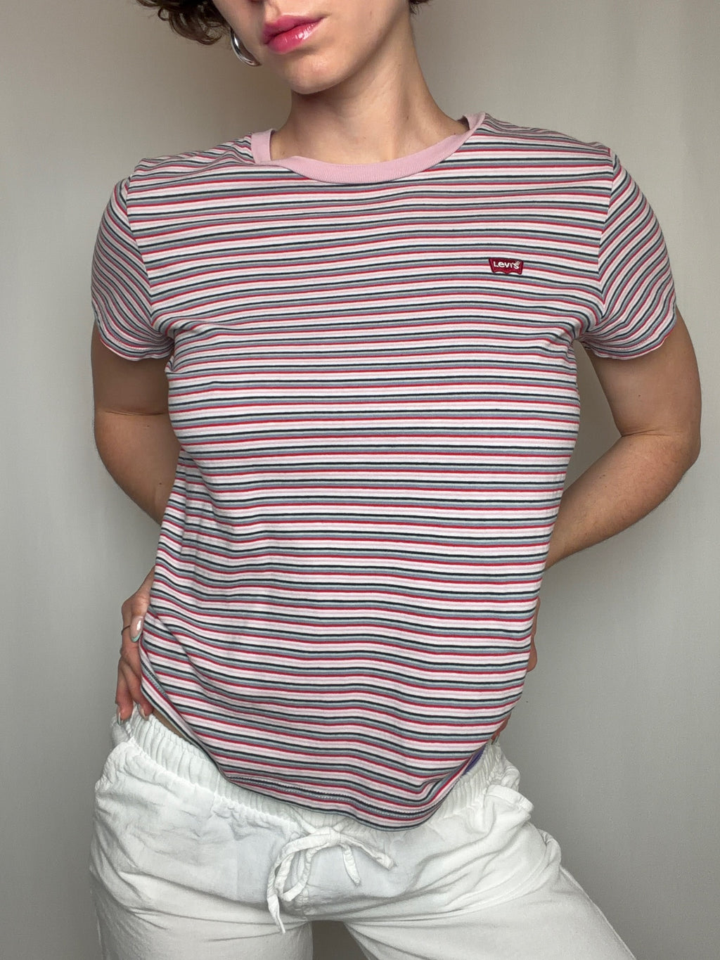 Levi's pink striped vintage T-shirt S