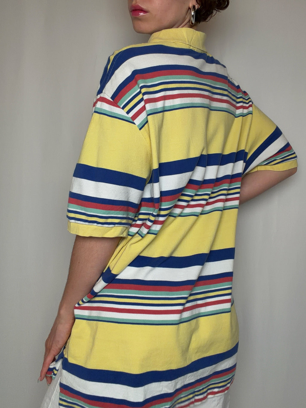 Polo rayé jaune Ralph Lauren XL vintage