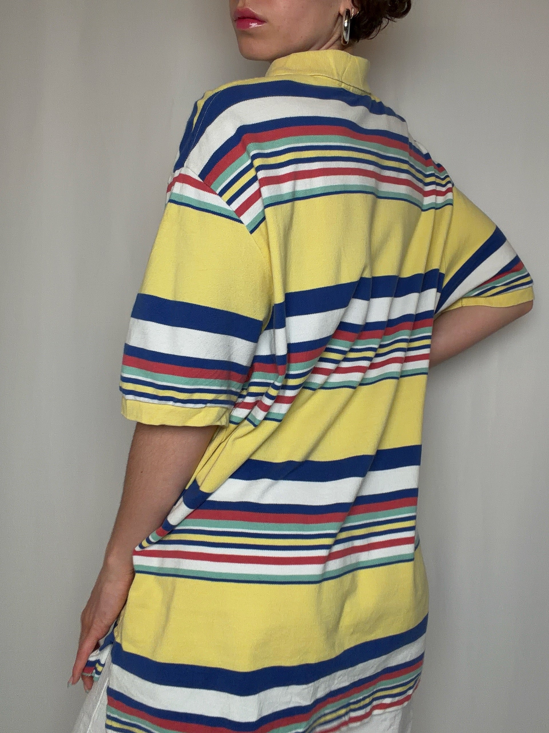 Polo rayé jaune Ralph Lauren XL vintage