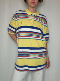 Polo rayé jaune Ralph Lauren XL vintage