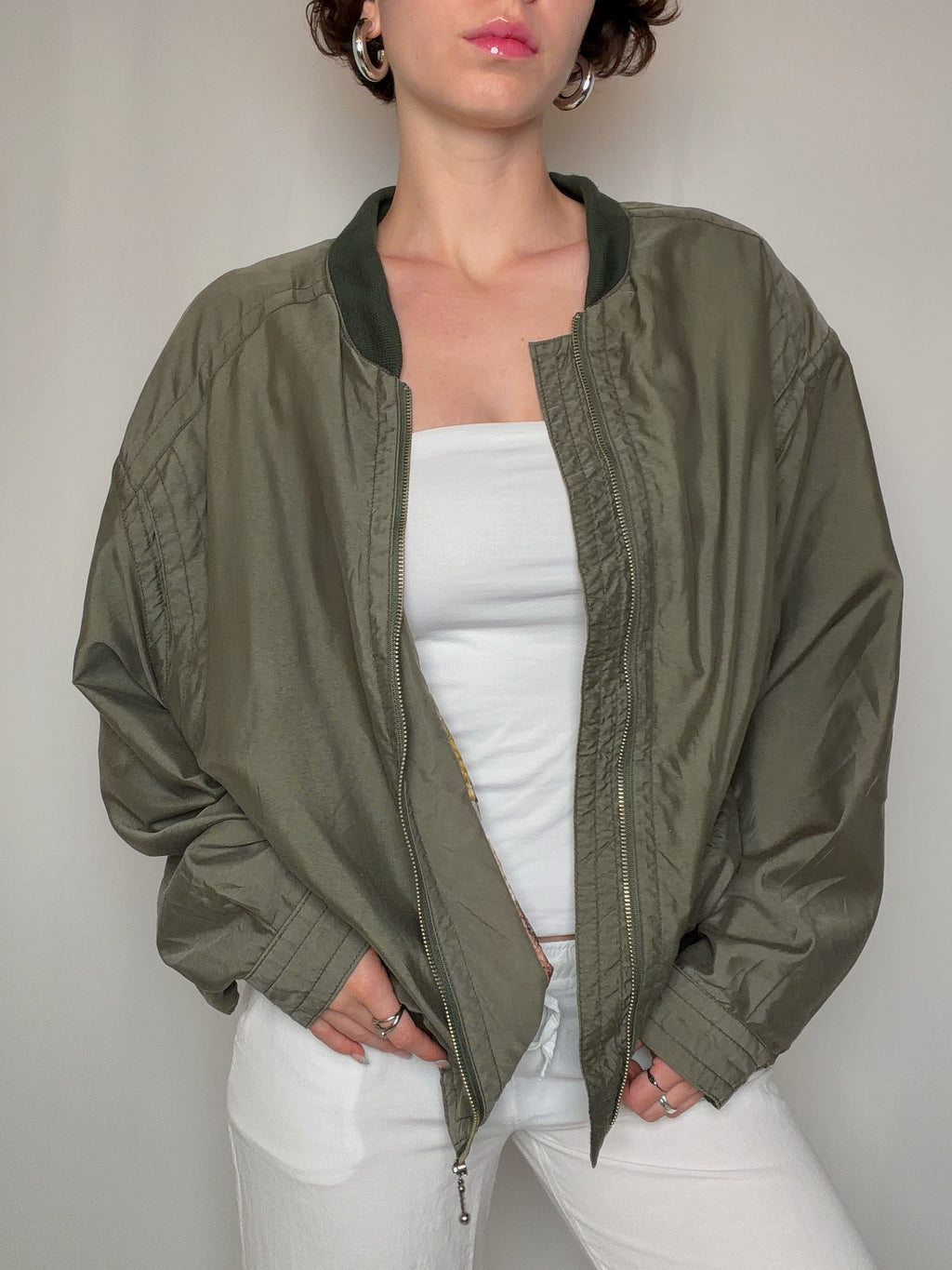 Veste d'été fluide kaki L vintage