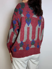 Vintage red wool cardigan L