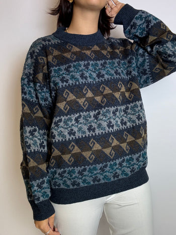 Vintage blue wool sweater L