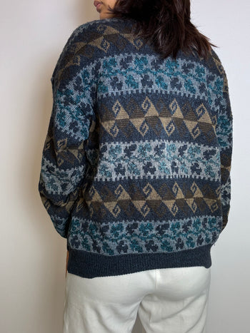 Vintage blue wool sweater L