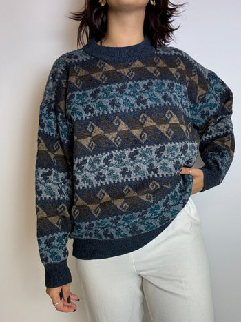 Vintage blue wool sweater L