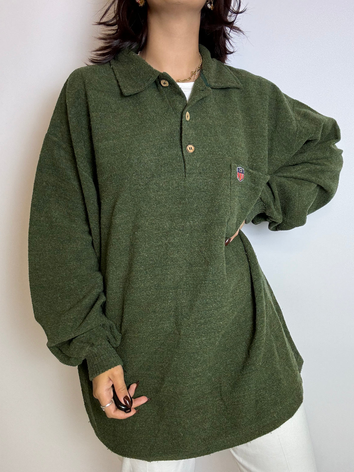 XL vintage green collar sweater