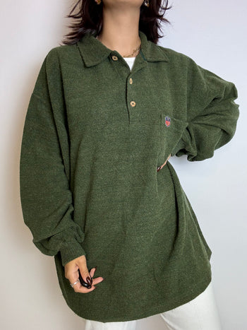 Pull à col vert vintage XL