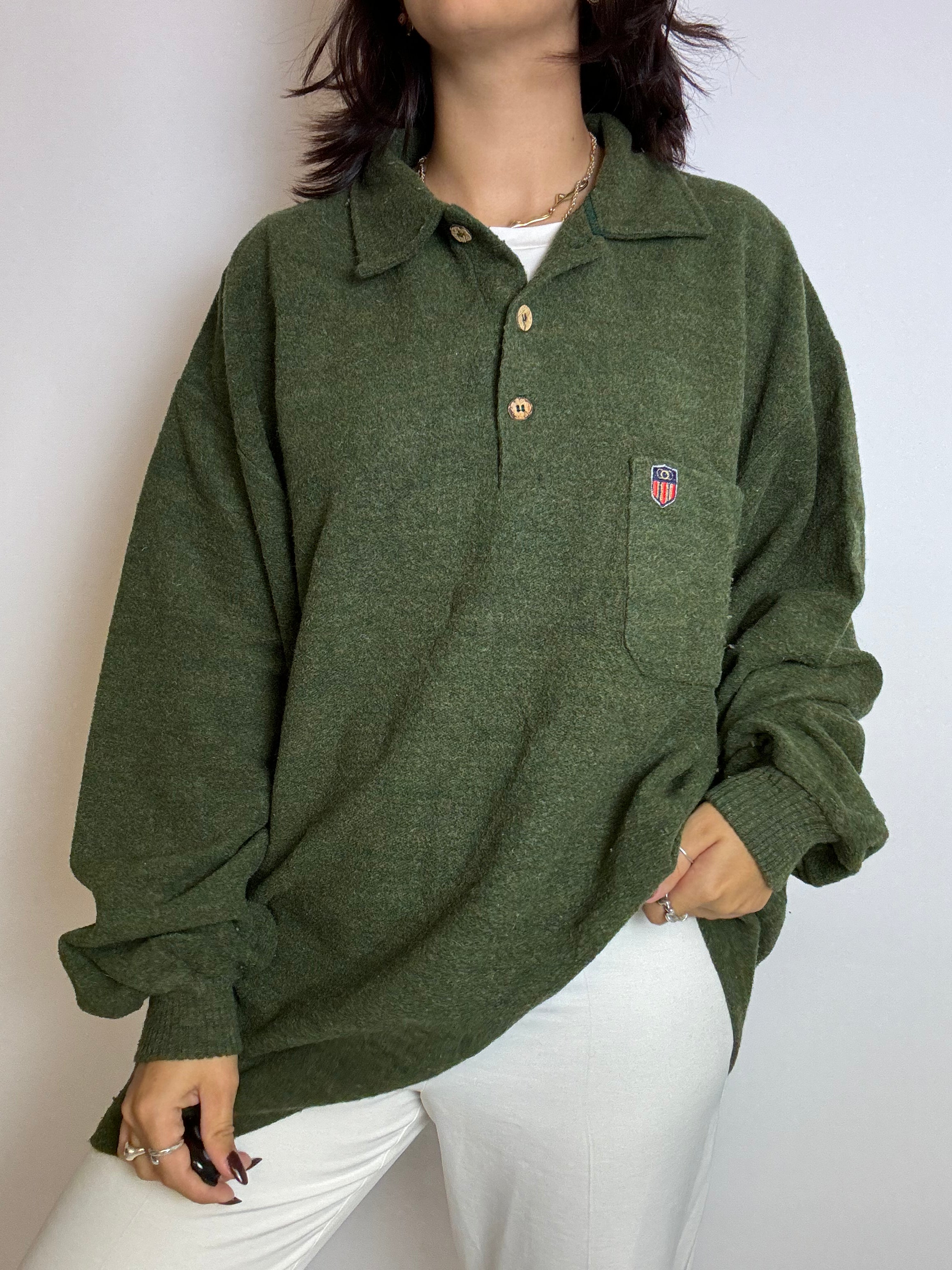 XL vintage green collar sweater