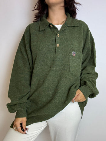 Pull à col vert vintage XL