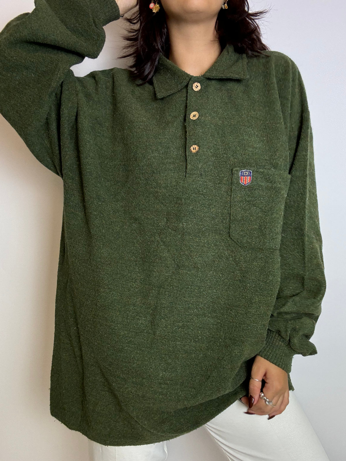 XL vintage green collar sweater