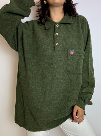 Pull à col vert vintage XL