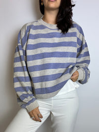 Vintage gray and blue striped sweatshirt sweater L 