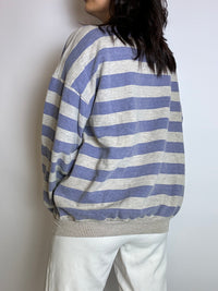 Vintage gray and blue striped sweatshirt sweater L 
