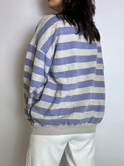 Vintage gray and blue striped sweatshirt sweater L 