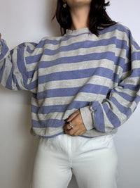Vintage gray and blue striped sweatshirt sweater L 