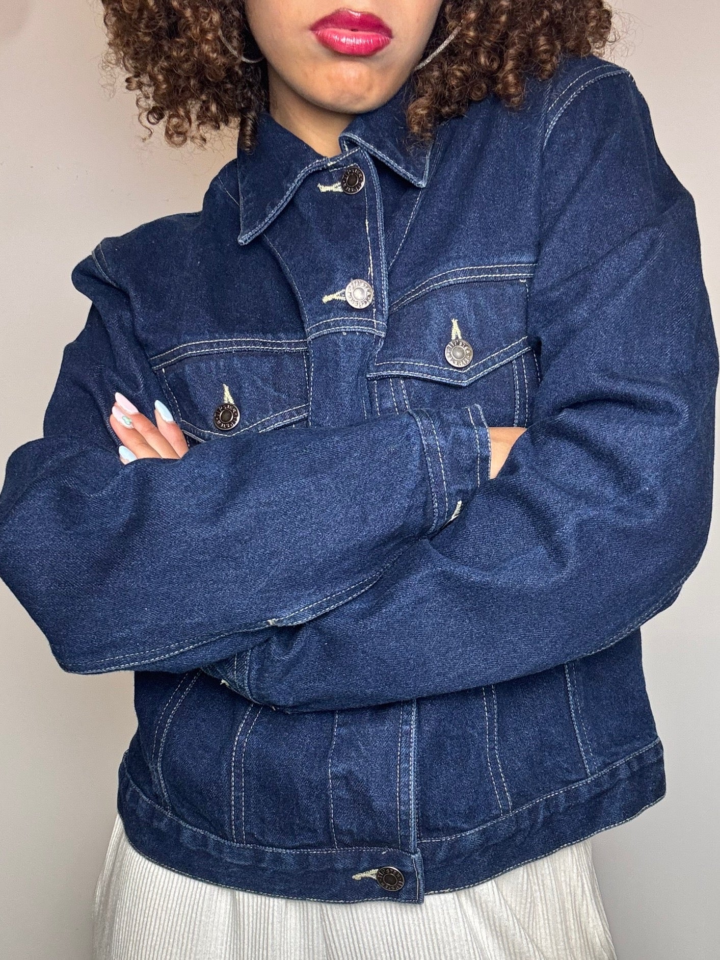 Veste en denim bleu foncé L vintage