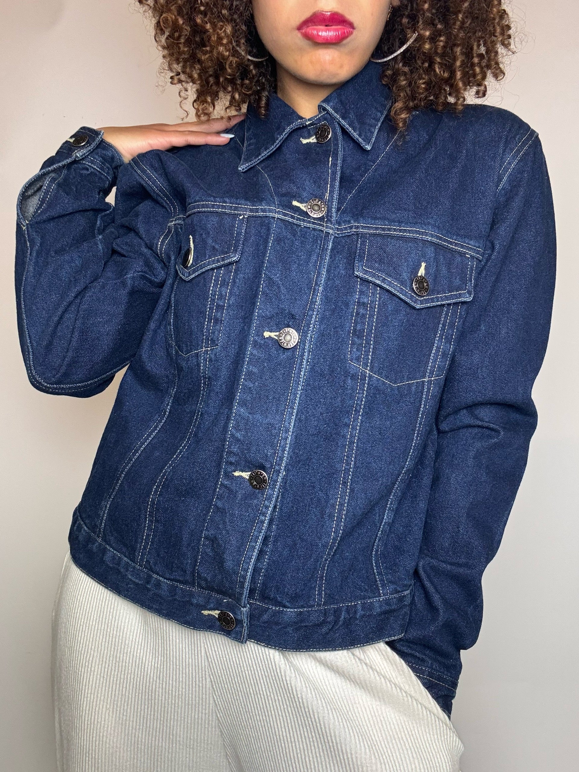 Veste en denim bleu foncé L vintage
