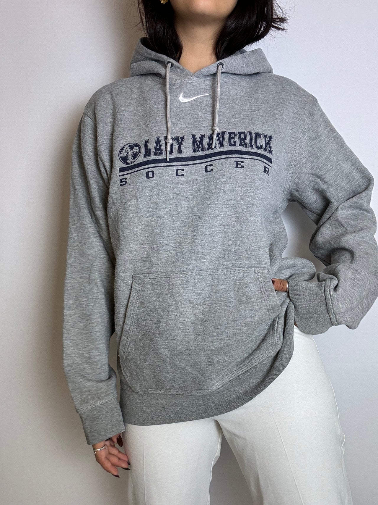 Pull sweat américain gris vintage L