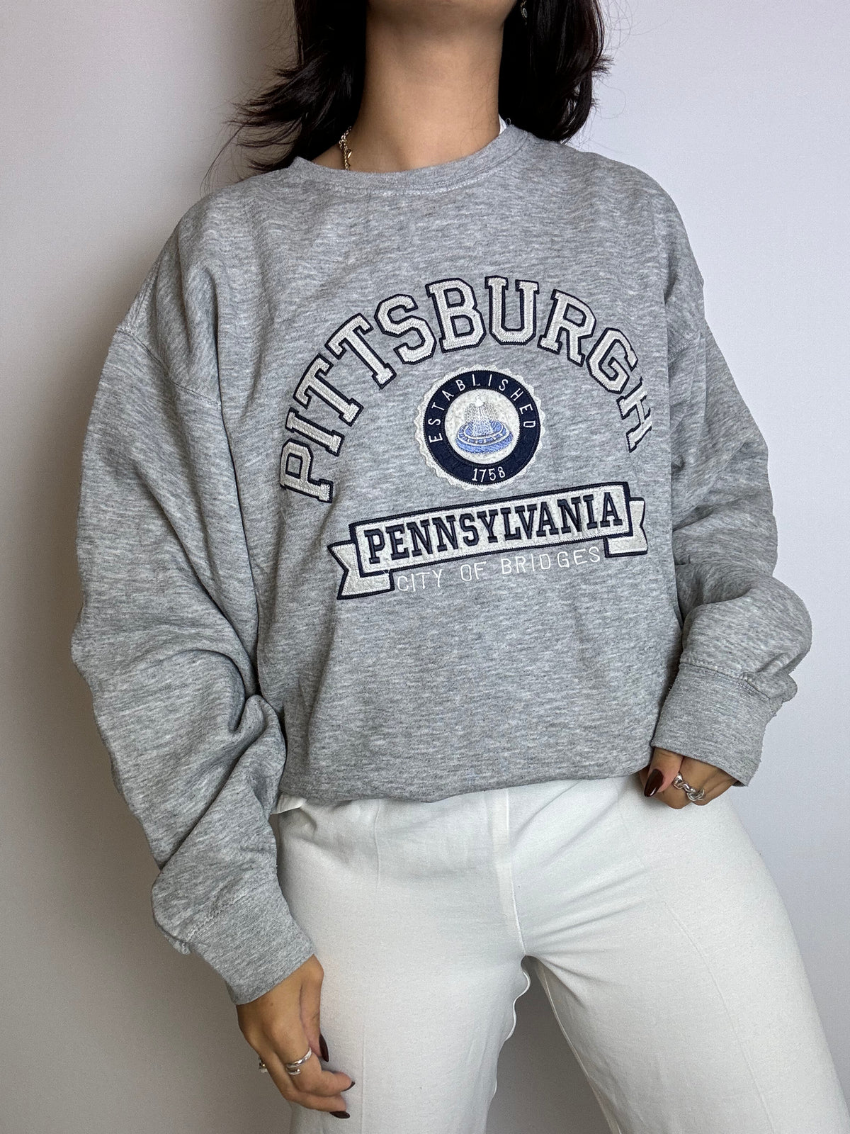 Vintage gray Pittsburgh sweatshirt L 